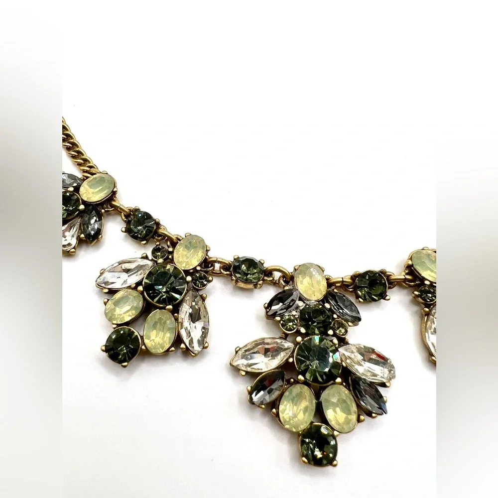 J. Crew Faceted Yellow , Smoky Topaz & Clear Faceted Rhinestone Necklace - Picture 2 of 6